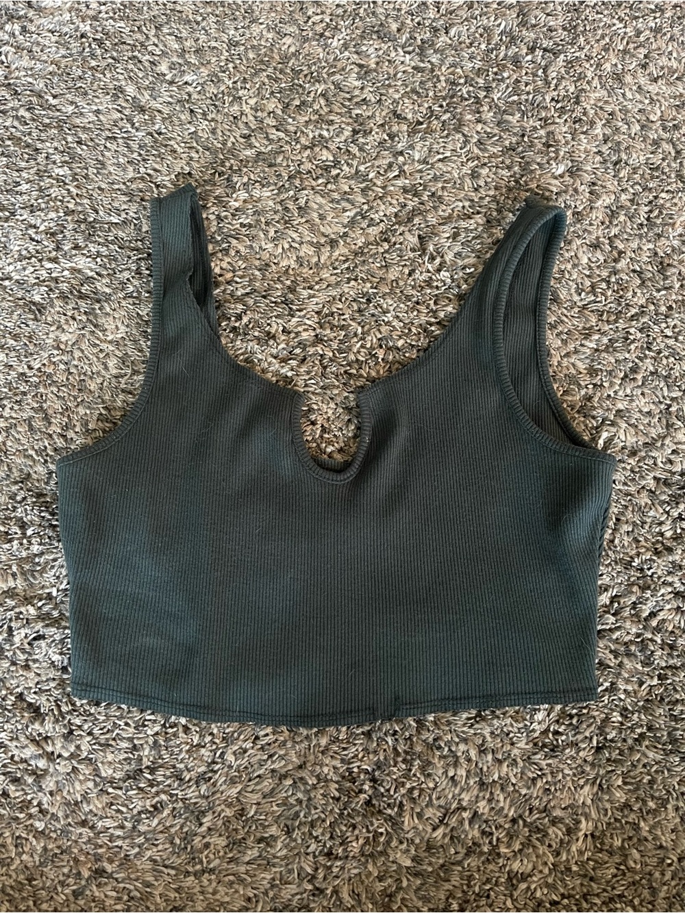 Oh Polly Olive Ribbed Cutout Tank